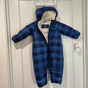 Eddie Bauer Blue Plaid Full Zip Snowsuit 3-6 Months NWT